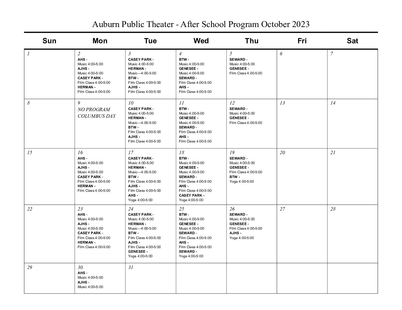 Fostering Creative Growth Through Education Auburn Public Theater